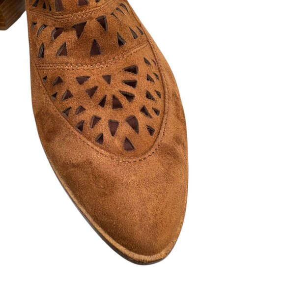 Cecelia New York Catherine Perforated Chestnut Suede Booties - Picture 6 of 11